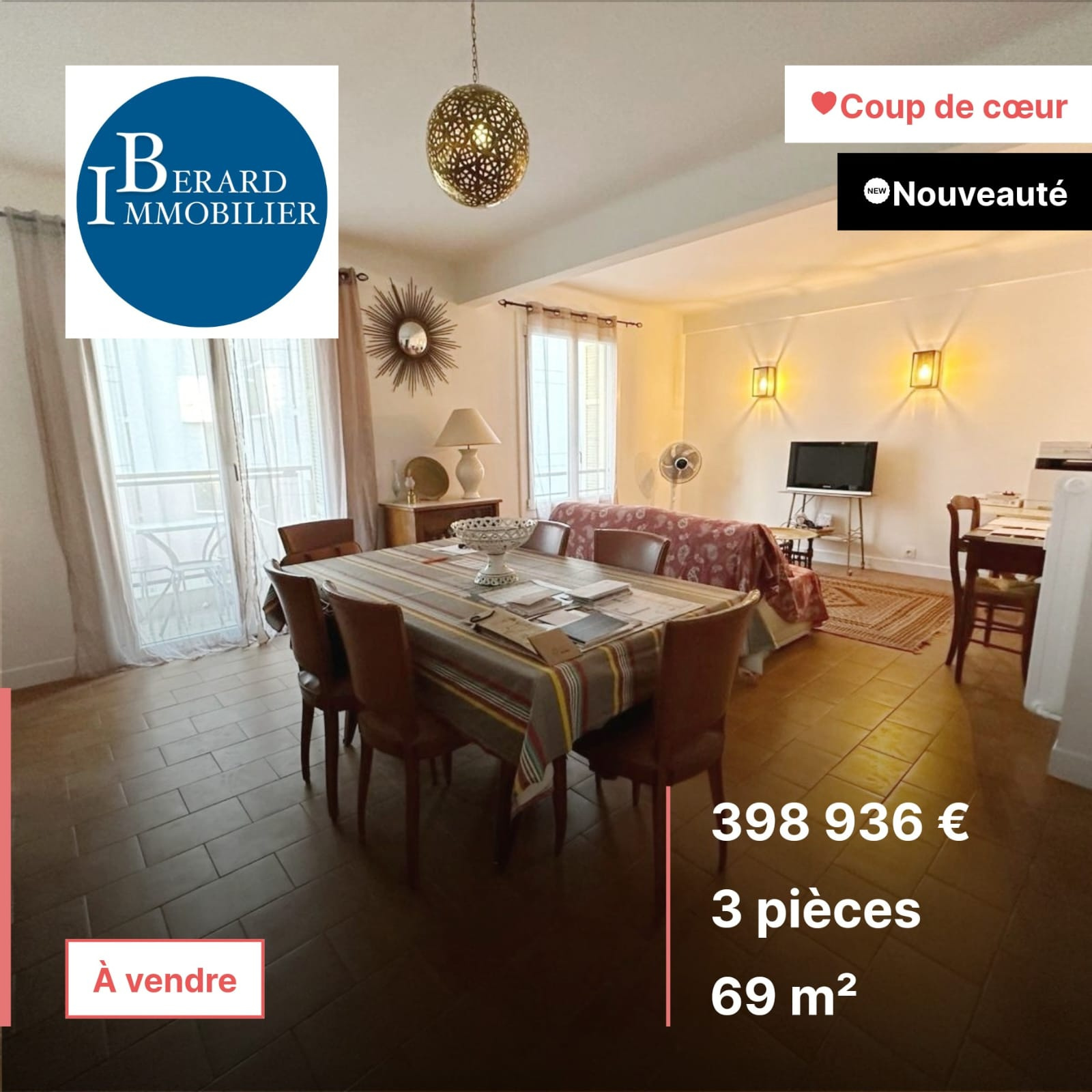 Vente Appartement 69m² 3 Pièces à Nice (06000) - Berard Immobilier